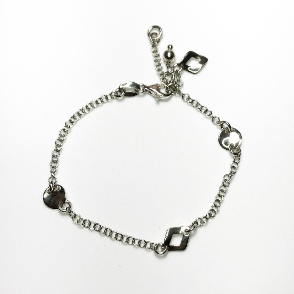 Silver Dangling Diamond and Ball Shaped Bracelet
